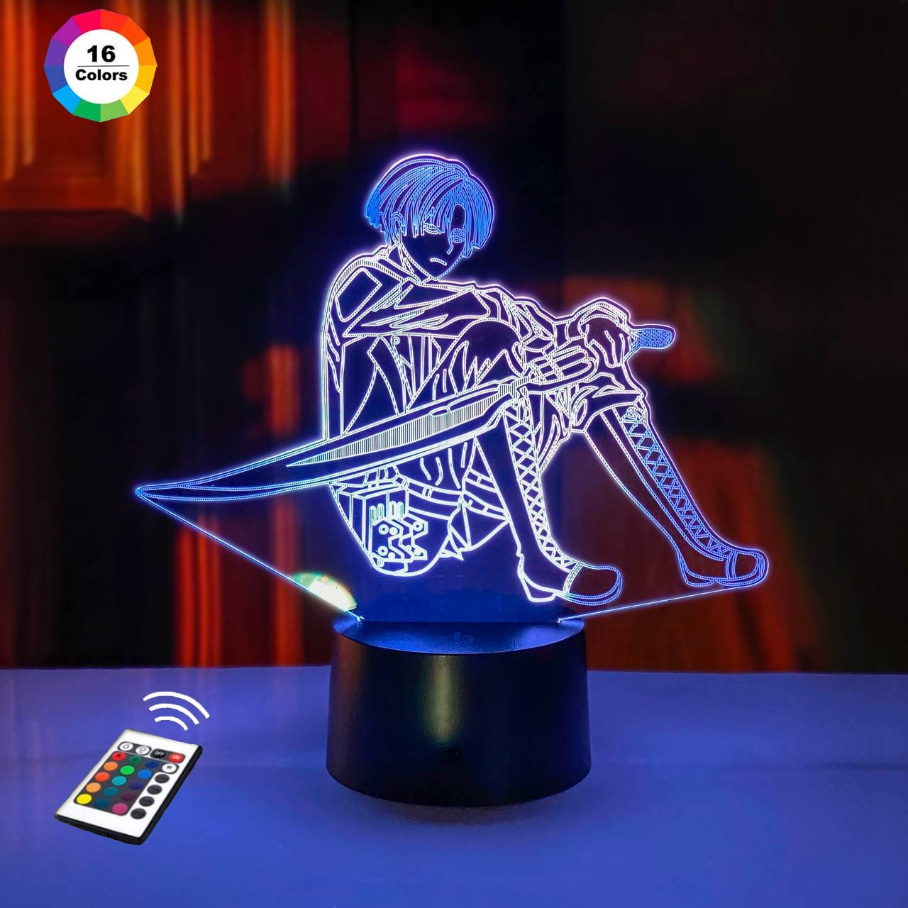 3D світильник нічник з пультом "Леві Акерман 4" 3DTOYSLAMP