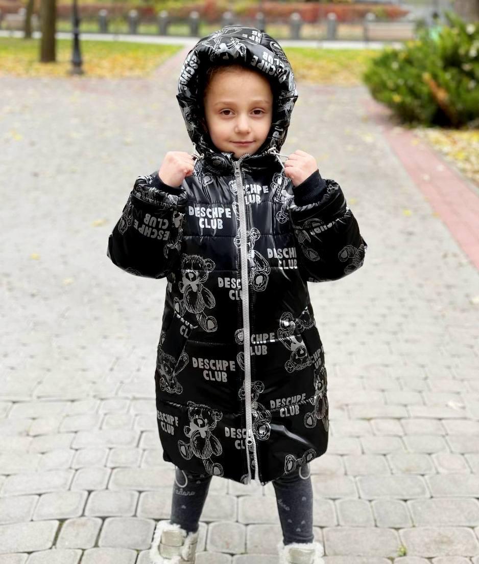 Довге зимове пальто пуховик на дівчинку дитяча зимова куртка чорна 3-6 років