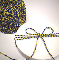 Кольорова нитка бавовна, мотузки, шпагат, декоративний шнур для упаковки, колір жовто-синій