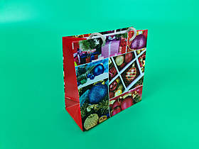 Новорічні паперові, подарункові пакети з ручкою Чашка 16/16/8-001 (12 шт)