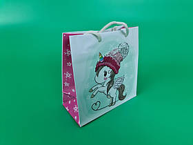 Новорічні паперові, подарункові пакети з ручкою Чашка 16/16/8-009 (12 шт)