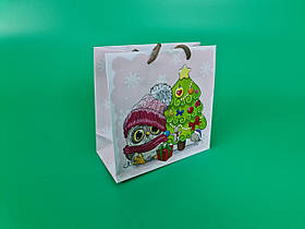 Новорічні паперові, подарункові пакети з ручкою Чашка 16/16/8-011 (12 шт)