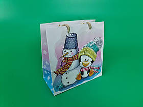 Новорічні паперові, подарункові пакети з ручкою Чашка 16/16/8-017 (12 шт)