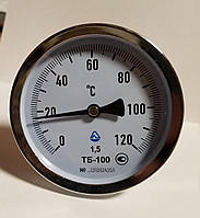 Термометр осевой ТБ-100 Ф100/100мм гильза 1/2", паспорт (Украина)