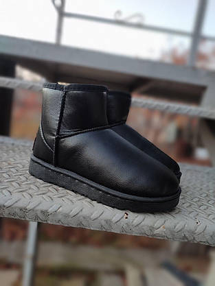 UGG Екошкіряні Чорні уги короткі низькі жіночі чорні теплі зимові міні, фото 6