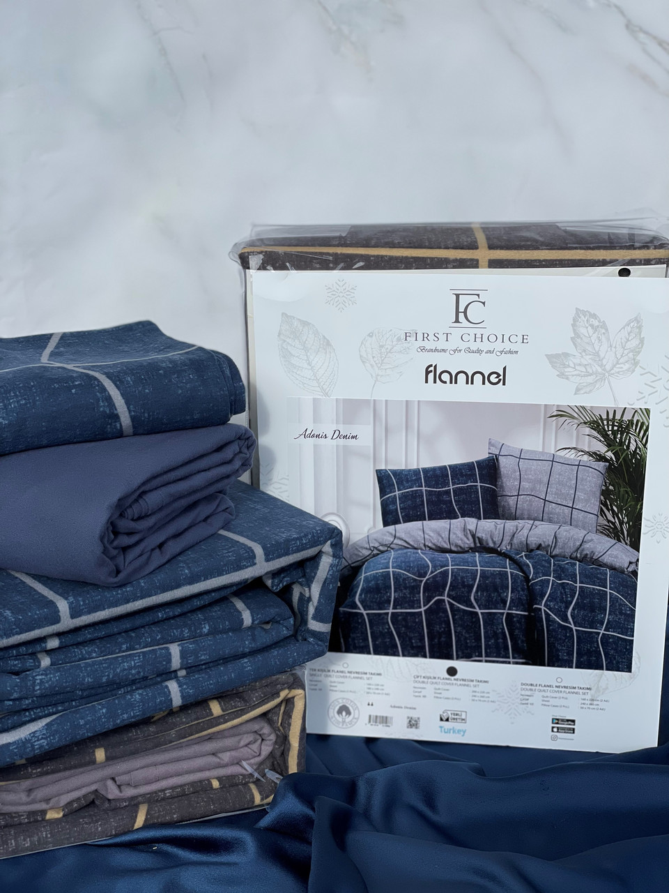 Постільна білизна фланель First Choice Adonis denim євро розмір