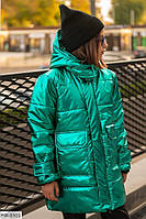 Зимняя детская подростковая теплая куртка на силиконе 140-170 размеры
