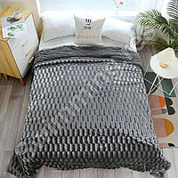 Двостороннє покривало плед Хутряний "Норка" Травка Євро 220x240 см Темно-сірий у подарунковій сумці