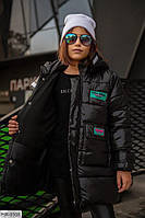 Зимняя детская подростковая теплая куртка на силиконе 140-170 размеры Черный, 140-146