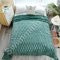 Двостороннє покривало плед Хутряний "Норка" Травка Євро 220x240 см Смарагд у подарунковій сумці