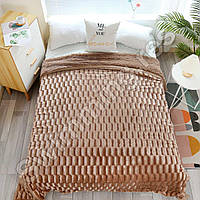 Двостороннє покривало плед Хутряний "Норка" Травка Євро 220x240 см Капучіно в подарунковій сумці