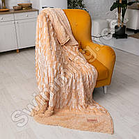 Двостороннє покривало плед Хутряний "Нірка" Травка Євро 220x240 см Бежевий у подарунковій сумці