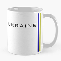 Чашка с патриотичным принтом "UKRAINE + флаг Украины" керамическая, объем 330 мл