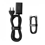 Блок живлення Baseus 65W GaN3 Pro |2xUSB, 2xType-C| + кабель Type-C 100W black, фото 4
