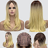Довга перука з проділом на сітці Whiskey Lace колір блондин з темною прикореневою, фото 7