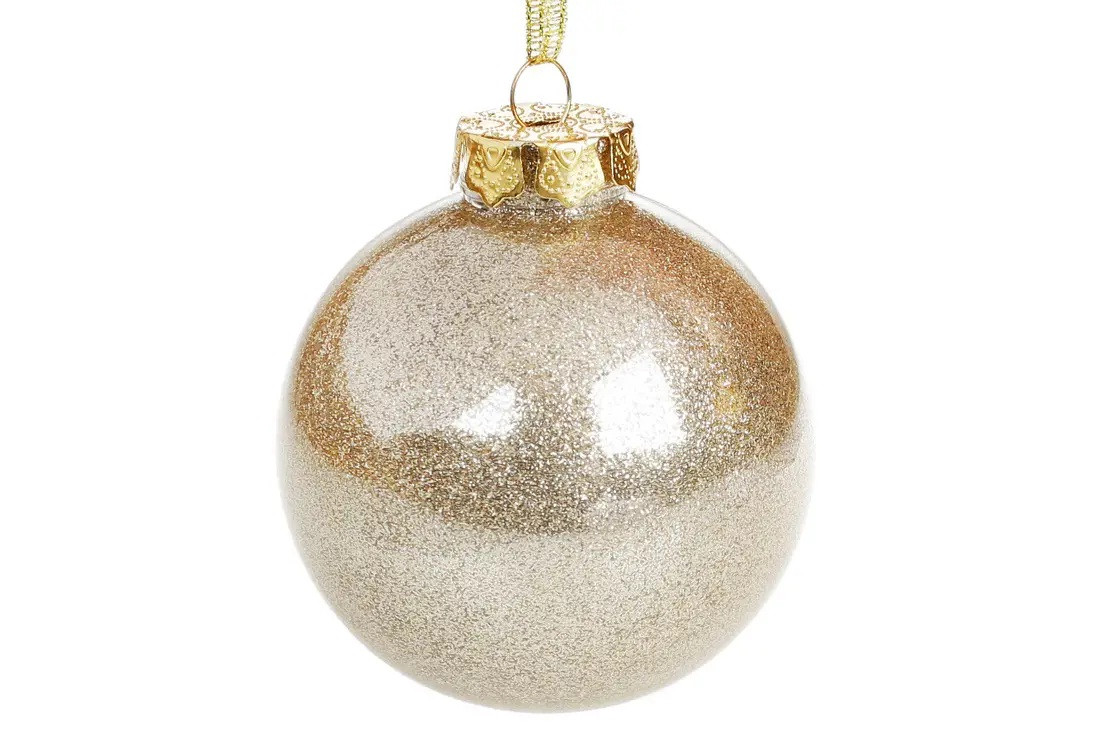 Ялинкова куля BonaDI 8 см з великим гліттером золото (787-429), фото 1