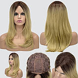 Довга перука з проділом на сітці Whiskey Lace колір світло-пшеничний блондин із темною прикореневою., фото 7