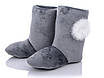 Жіночі домашні тапочки - чобітки теплі на овчині PaGo Закриті зимові валянки високі сірі, фото 4