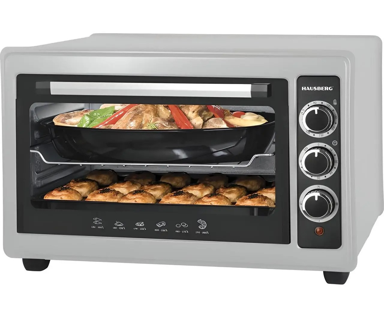 Електрична піч духовка настільна Hausberg HB-9026GR (36 л, 1500 Вт, Туреччина)