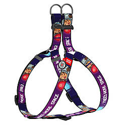 Шлея для собак нейлонова WAUDOG Nylon, "Більше космосу", пластиковий фастекс, S, Ш 15 м, д. 40-55  см