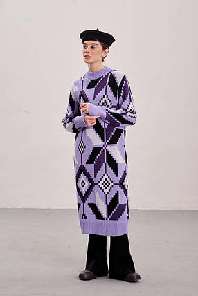 В'язана жіноча сукня «Міраж» (ліловий, слива, чорний, білий), фото 2