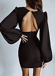 Коротка сукня з рукавами-ліхтариками чорного кольору, фото 5