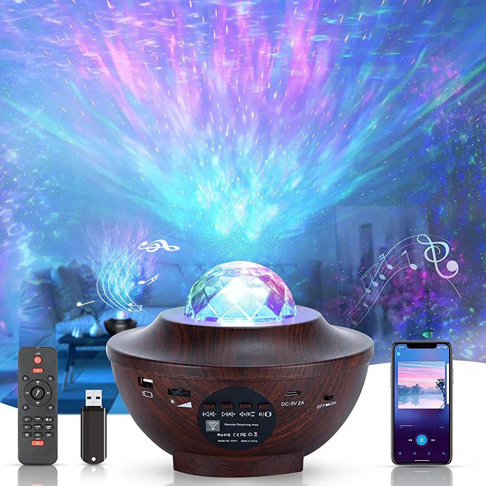 Светодиодный проектор Zover Starry Sky, вращающийся прожектор с волнами воды, ночник с дистанционным управлением