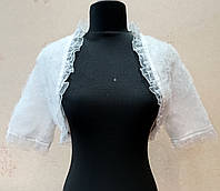 Белое свадебное ажурное болеро с короткими рукавами, размер 44