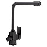 Змішувач для кухні на дві води WEZER PRO4C-02-BLACK, нержавіюча сталь, чорний, фото 2