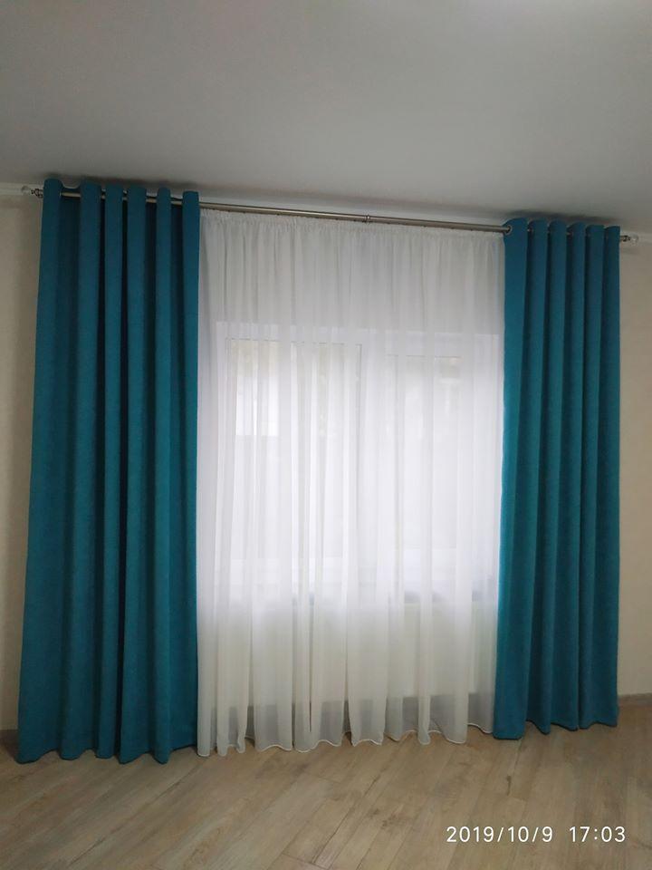 Шторна тканина Нубук бірюзовий №29 для штор в зал спальню віталюню Яскраві штори з нубука