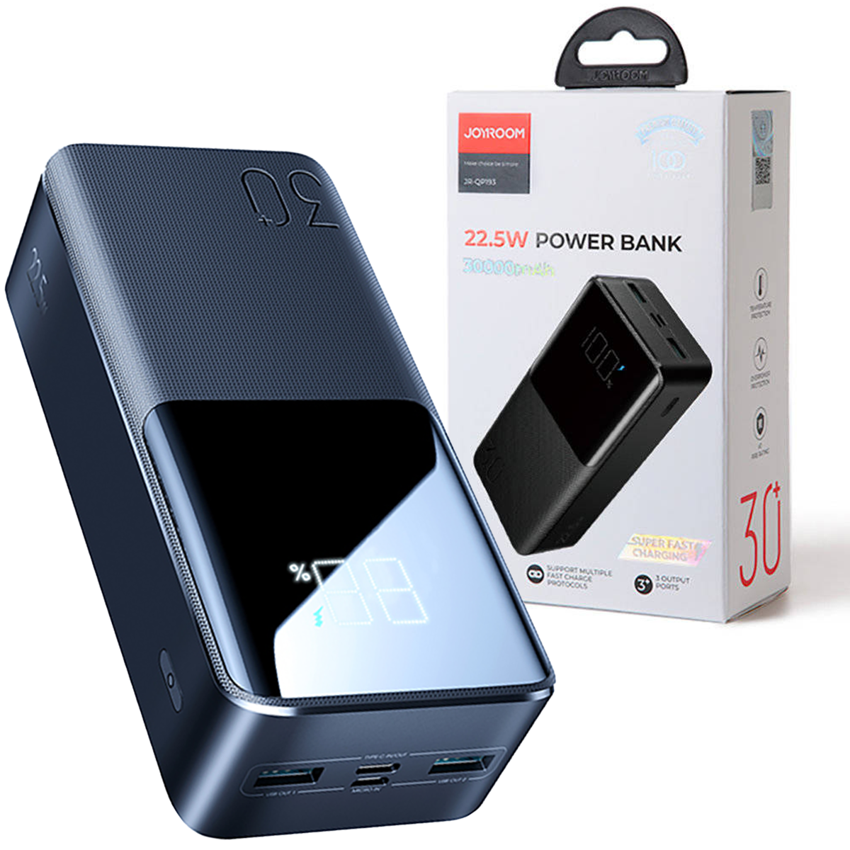 Мощный повербанк с быстрой зарядкой 30000mAh 22.5W JoyRoom power bank ...