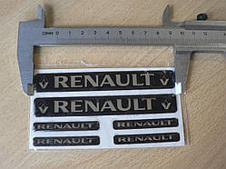 Наклейка s маленька Renault набір 6шт (2шт-11х1,5см і 4шт-5х0,7см) силіконова напис на авто емблема Рено
