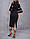 Жіноча однотонна сукня італійський трикотаж розмір 42-52, чорного кольору, фото 4