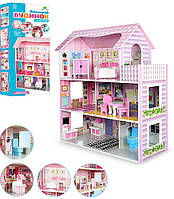 Деревянный кукольный домик 3 этажа с мебелью Limo Toy MD 1204