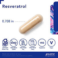 Pure Encapsulations, Ресвератрол, Resveratrol, для антиоксидантної та серцево-судинної підтримки, 120 капсул, фото 3
