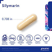 Pure Encapsulations Silymarin (Milk Thistle Extract) / Розторопша для підтримки печінки 60 капсул BX074, фото 4
