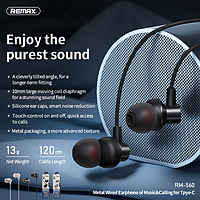 Наушники Type-C вакуумные с микрофоном гарнитура XINLIANG Metal Wired Earphone RM-560 Черный