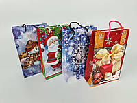 Пакеты новогодние подарочные 17х26х8 см Ассорти (12 шт) пакеты бумажные ламинированные с ручками для подарков