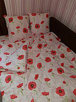Двоспальний комплект постільної білизни, принт: Маки