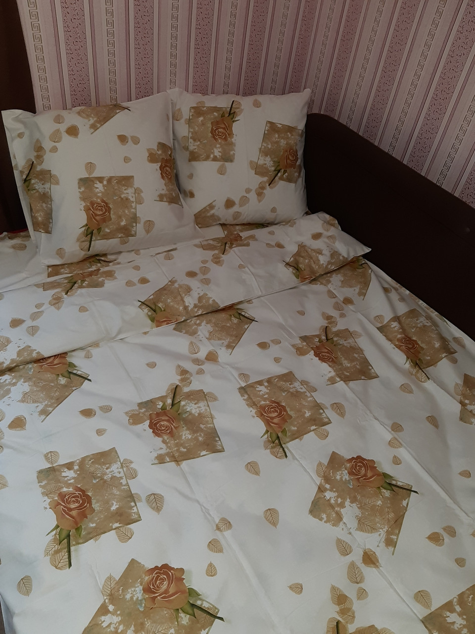 Двоспальний комплект постільної білизни, тканина коттон, принт: Троянди