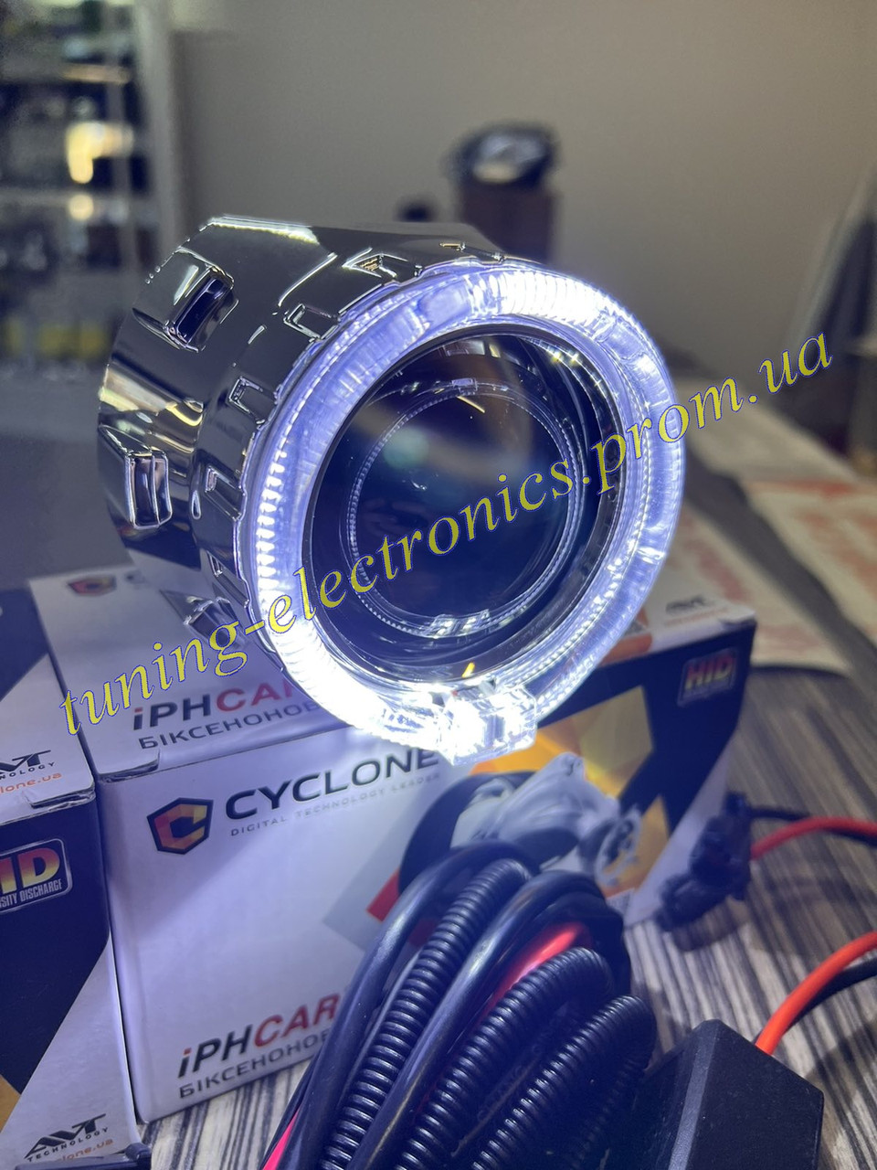 Биксеноновые линзы+ксенон,Полный комплект Cyclone 2.5 дюйма G5 LED круглые ангельские глазки и ксенон Н1 6000 - фото 5 - id-p1712732929