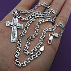 Комплект срібний чорнений ланцюжок бісмарк з хрестиком 925 проба, фото 3