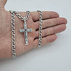 Чоловічий срібний комплект з розп'яттям на хрестику: Бісмарк 7 мм, чорніння (36.5 г, 925 проба), фото 4