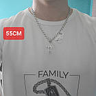 Чоловічий срібний комплект Бісмарк з чорнінням: ланцюжок 7 мм + хрестик (36 г, 925 проба), фото 7