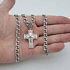 Чоловічий срібний комплект Бісмарк з чорнінням: ланцюжок 7 мм + хрестик (36 г, 925 проба), фото 3