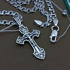 Комплект срібний чорнений ланцюжок бісмарк з фігурним хрестиком 925 проба, фото 2