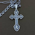 Комплект срібний чорнений ланцюжок бісмарк з фігурним хрестиком 925 проба, фото 3