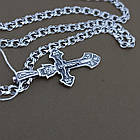 Комплект срібний чорнений ланцюжок бісмарк з фігурним хрестиком 925 проба, фото 4