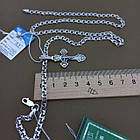 Комплект срібний чорнений ланцюжок бісмарк з фігурним хрестиком 925 проба, фото 6