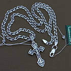 Комплект срібний чорнений ланцюжок бісмарк з фігурним хрестиком 925 проба, фото 5